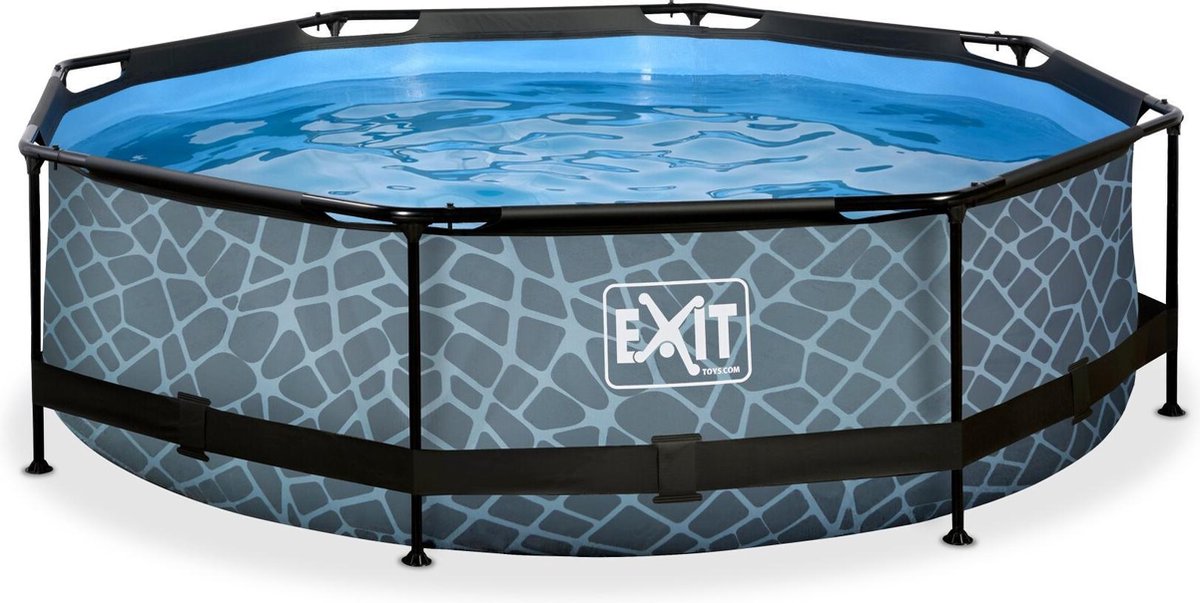 Exit toys exit stone frame zwembad ø300 - opzetzwembad - met filterpomp - rond - grijs