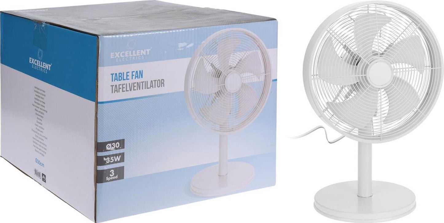 Excellent electrics luxe tafelventilator robuust 30cm wit