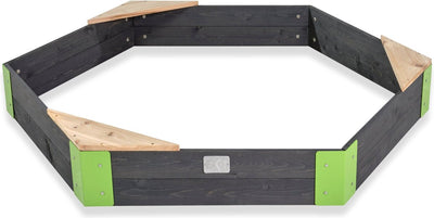 Exit toys exit aksent houten zandbak zeshoek 160x140cm - zandbak voor buiten - kinderzandbak - fsc hout - tuin