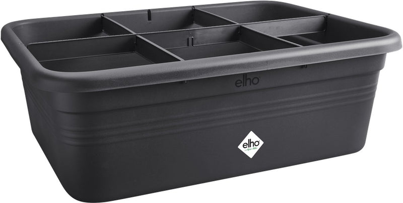 Elho green basics grow garden l - grote kweekbak - moestuinbak met vakverdelers - 100% gerecycled plastic - 76.3 x 57.4 x 26.8 cm - living black
