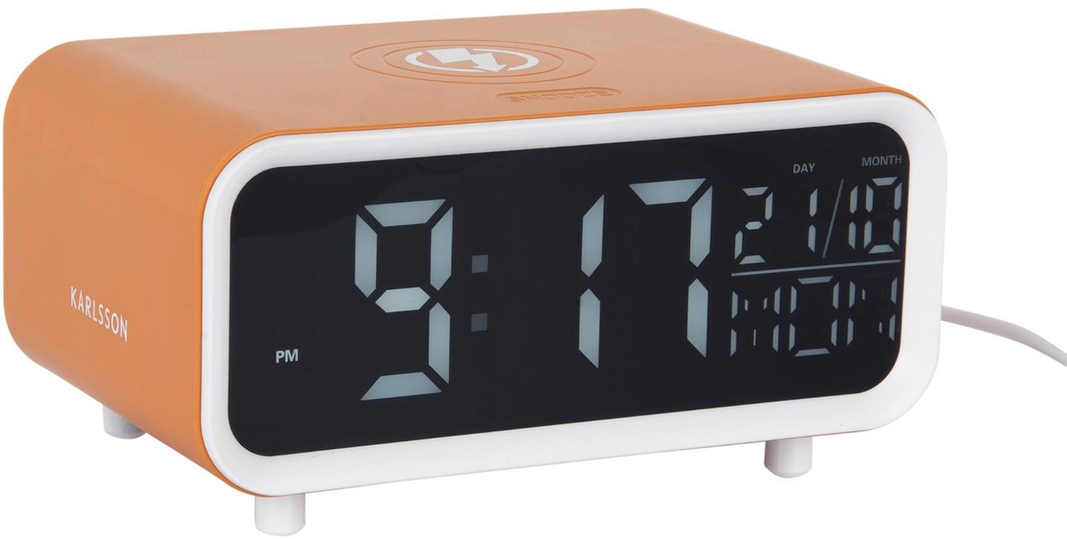 Karlsson wekker chunky led - okergeel - 17x11x8.6cm - scandinavisch - wekker voor slaapkamer - wekkers