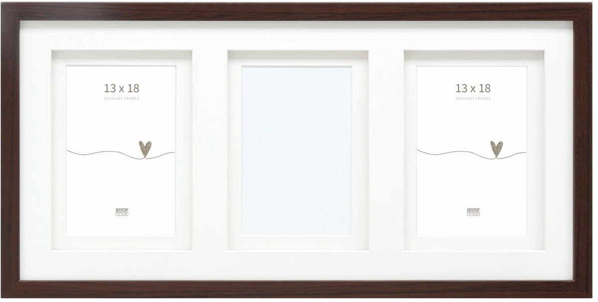 Deknudt frames multifotolijst - bruin - passe-partout - 3 foto's 13x18