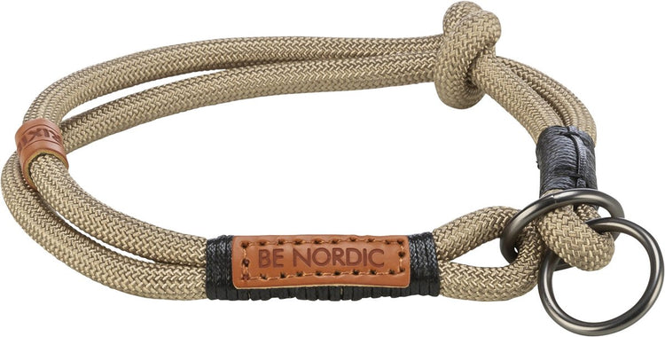 Trixie half-slip halsband hond - zand zwart - rond gewoven touw 55x1.3 cm