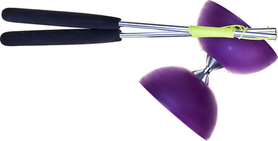 Acrobat rubber diabolo met aluminium stokken - paars