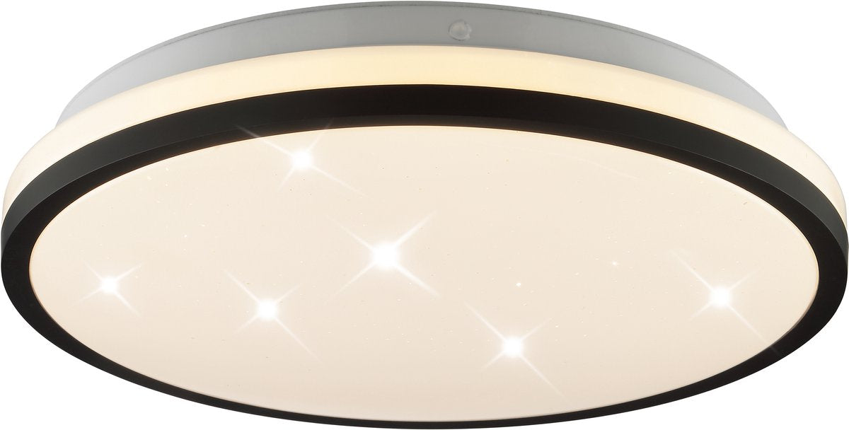 Brilliant taya - plafondlamp - ø 28 cm - led 12w - 1600lm - 2700k 4000k 6500k - ip44 - zwart wit