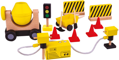 Tidlo houten poppenhuis bouwvakkers constructie materiaal, 13dlg.
