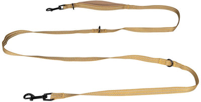 Explor duvoplus ultimate fit trainingslijn hond - 4 gebruiksmogelijkheden met 2 musketonhaken - reflecterend - 220cm x 16mm - honey gold