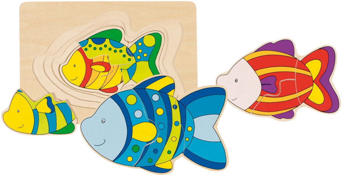 Goki houten 3-lagen puzzel vis