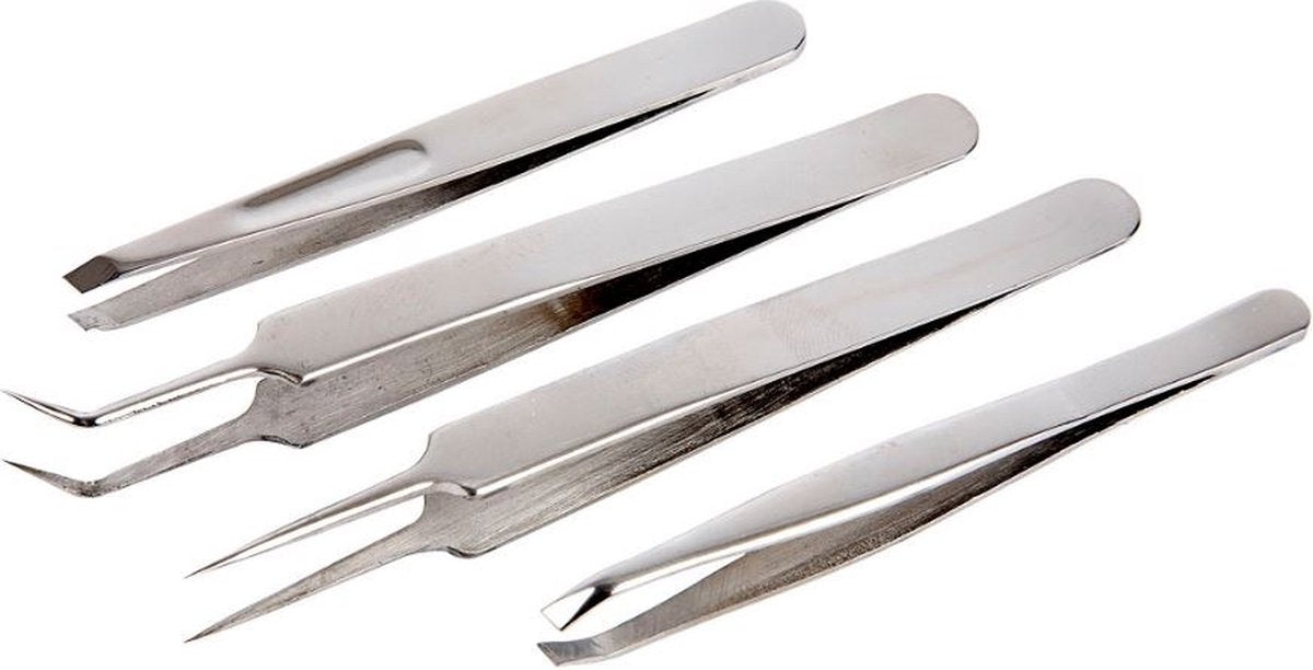 Creotime pincet set, l: 9-12 cm, 4 assorti