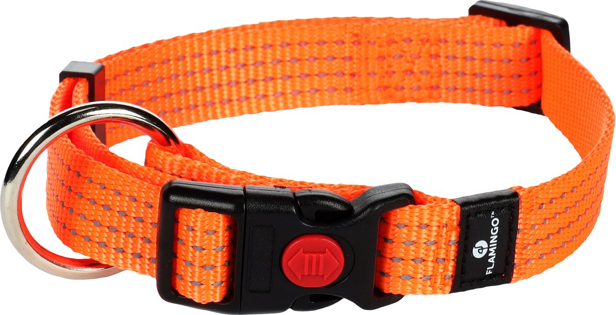 Flamingo hondenhalsband asp - 40-55cm20mm - oranje
