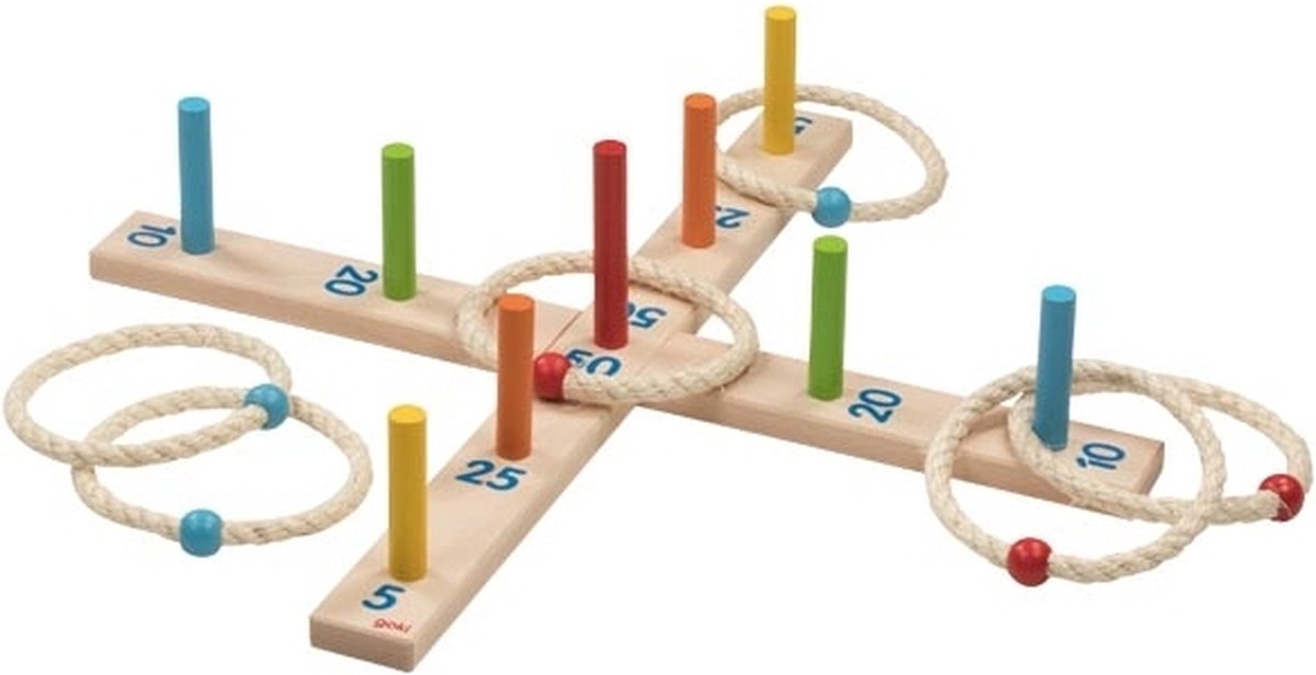 Goki houten ringwerp spel, 6 ringen