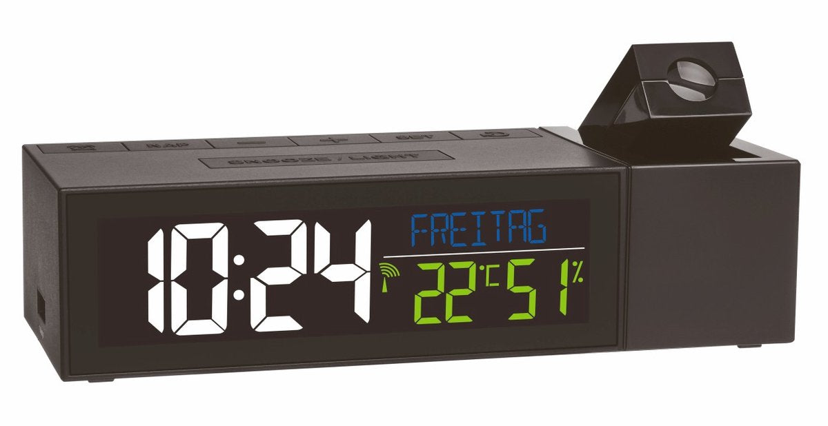 Tfa dostmann radio controlled projection wekker 60.5014.01 thermometer