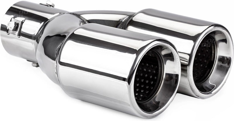 Amio universeel rvs uitlaat sierstuk eindstuk - 2x74mm - mt 008 - aansluit diameter tussen de 36mm en 54mm