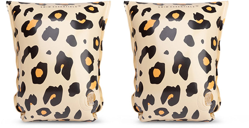 Swim essentials - zwembandjes - panterprint - zwemvleugels - 15-30 kg - 2-6 jaar - beige
