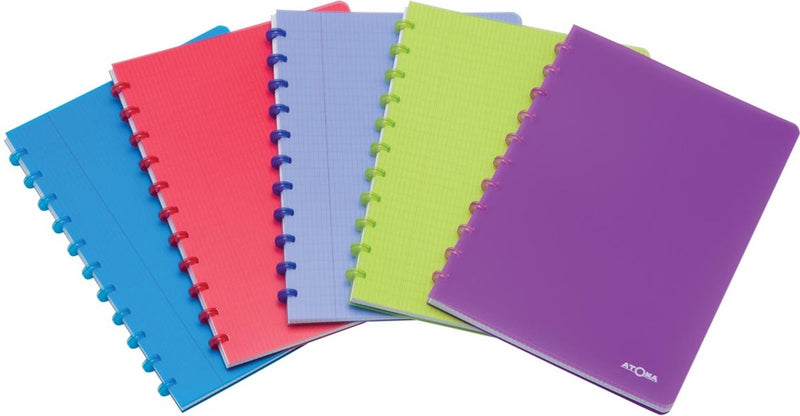 Atoma trendy schrift - a4 - 144 bladzijden - geruit 5 mm - geassorteerde kleuren - 10 stuks
