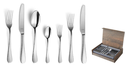 Amefa sierra 84-delige bestekset – 12 personen – zilver – in luxe houten cassette-hoogwaardig 18 10 chroomnikkelstaal