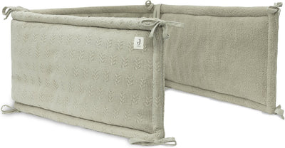 Jollein - bedomrander 180x30cm - baby bedbumper ledikant - acryl katoen - grain knit - olive green