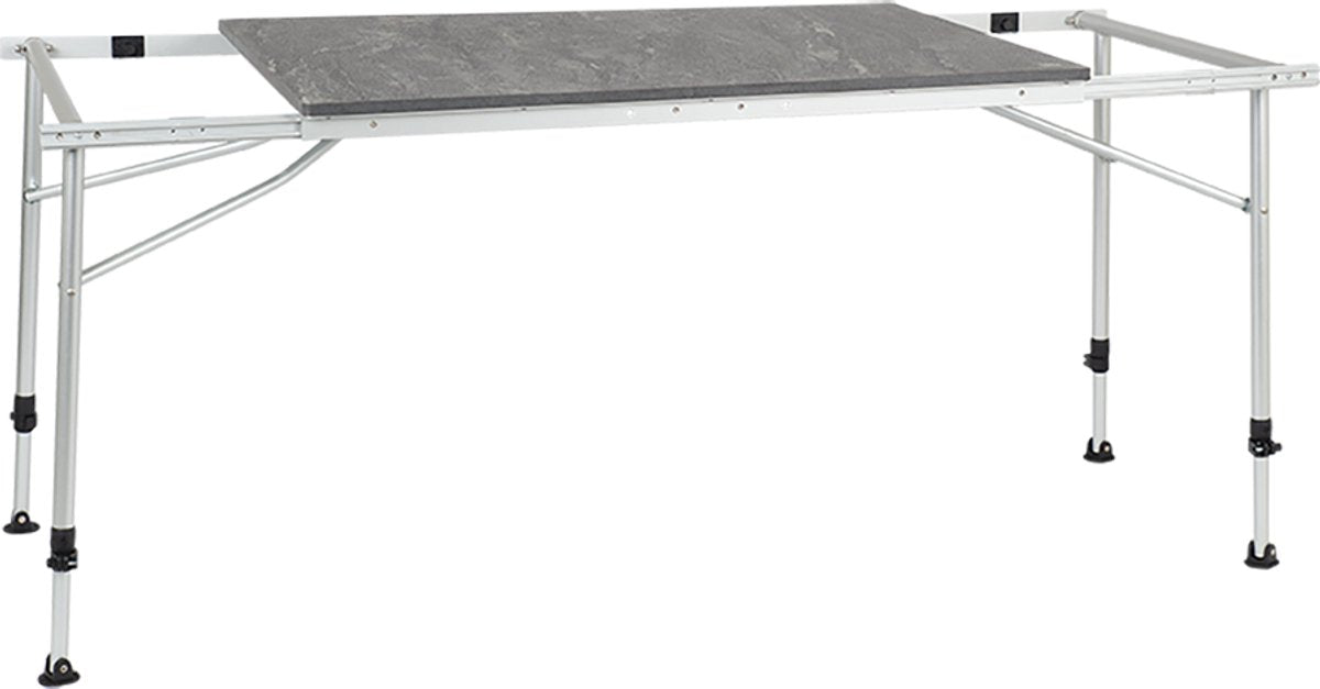 Travellife sorrento uitschuifbare campingtafel donkergrijs 100 140 180x70cm - compact en gebruiksvriendelijk - in hoogte verstelbaar - stabiel en lichtgewicht