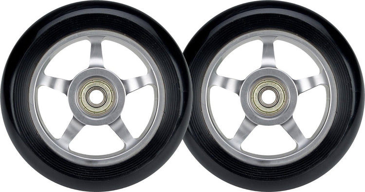 Black dragon stuntstep wielen set - spoked alu - zilver