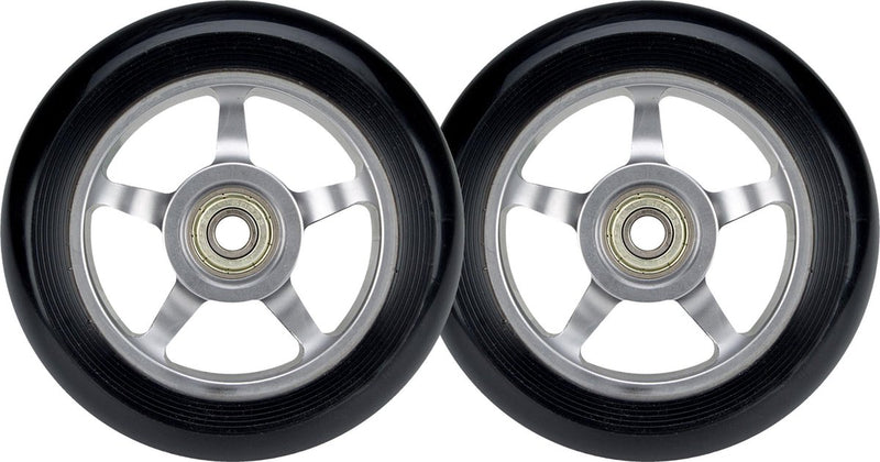 Black dragon stuntstep wielen set - spoked alu - zilver