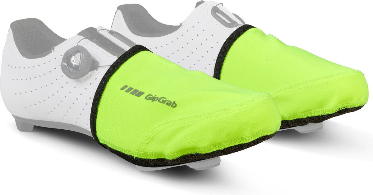 Gripgrab - windproof hi-vis wielren toe covers teenwarmers overschoenen winddicht voor racefietsschoenen - geel hi-vis - unisex - maat s m (38-41)