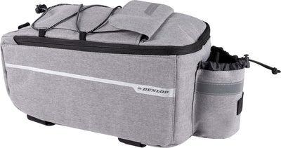 Dunlop koeltas voor bagagedrager fiets - 7 liter - fietstas - klittenband bevestiging - incl. extra opbergvakken en flessenhouder - isolerende binnenlaag - met schouderband - grijs