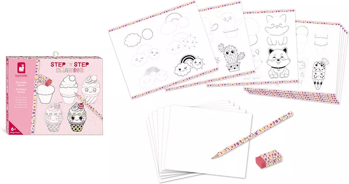 Janod - hachette - creatief kawaii modellen tekenen