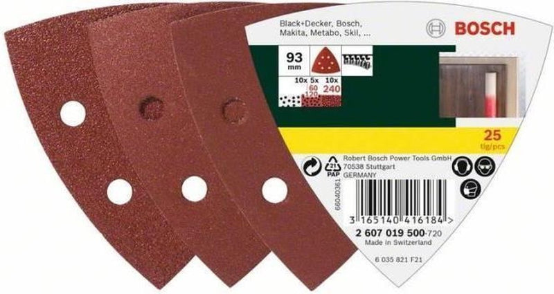 Bosch 25-delige schuurbladenset voor deltaschuurmachines - korrel 60; 120; 240