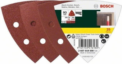 Bosch accessoires 25-delige schuurbladenset voor deltaschuurmachines, korrel 60,120,240 - 2607019500