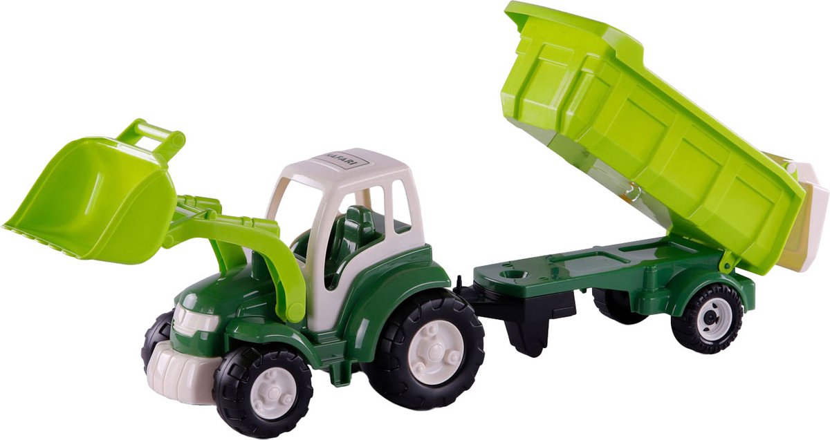 Cavallino xl tractor groen met kiep aanhangwagen, 86,5cm