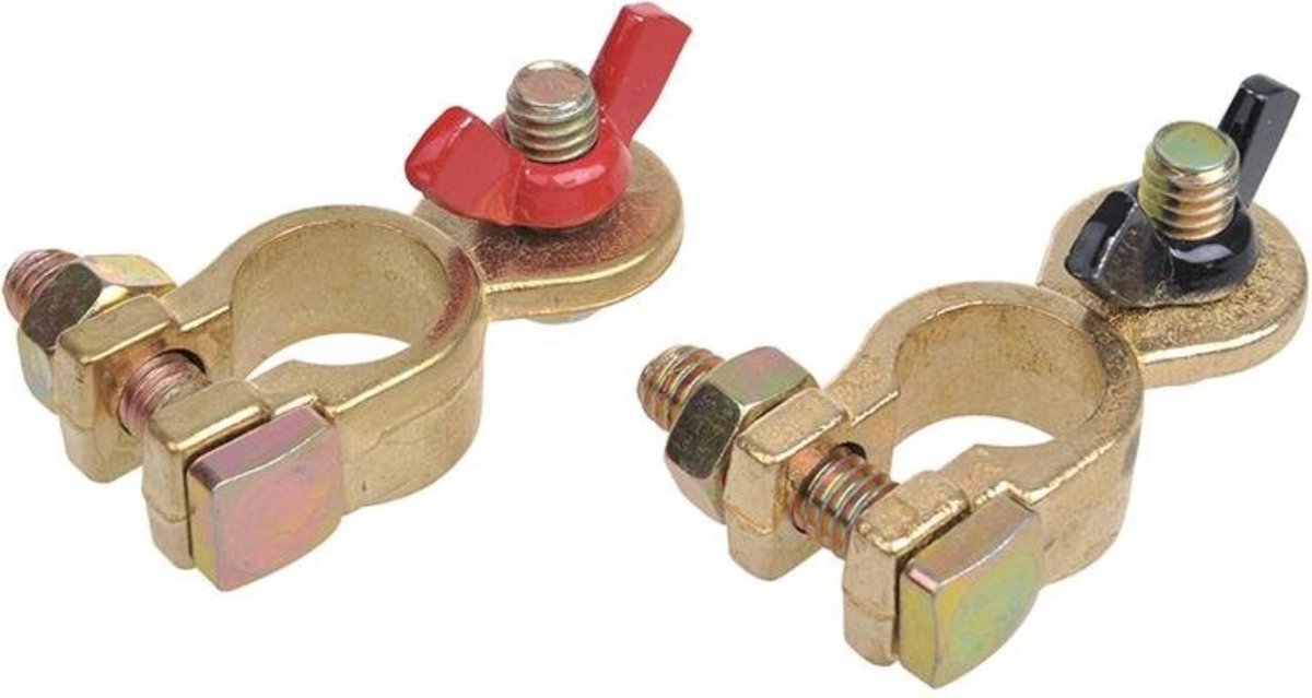 Proplus set van 2 accupoolklemmen 17,5 19 mm – voor din-accupolen 12-24v – met vleugelmoer, 35-50 mm² – zwart goud