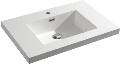 Differnz meubelwastafel reno rechthoek 75x50x5cm polybeton wit 1 kraangat overloop