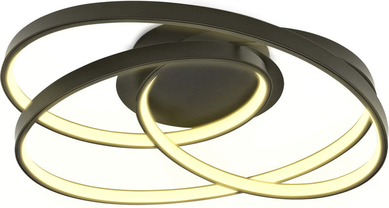 B.k.licht - led plafonniere - ringen plafondlamp - zwart - l: 39cm - warm wit licht 3.000 k - 35w