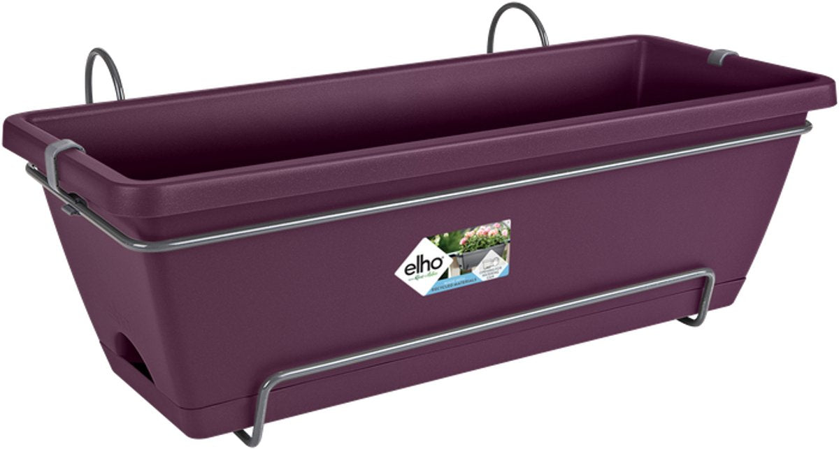 Elho barcelona allin1 50 - balkonbakken met ophanging - 100% gerecycled plastic - l49.5 x b27.5 x h18.5 cm - esdoorn paars