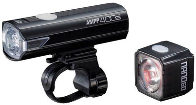Cateye ampp400s + nano60 lichtset - verlichting fiets - lumens: 400 60 - usb oplaadbaar - zwart