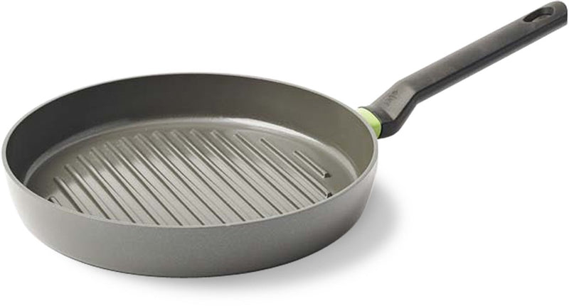 Bk balans keramische antiaanbaklaag ronde grillpan ø28cm - pfas-vrij - inductie grillpan - ovenbestendig tot 160°c - vaatwasmachinebestendig - koudgrepen - zonder deksel - grijs