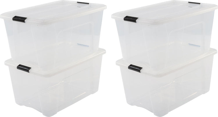 Iris topbox opbergbox - 45l - kunststof - transparant zwart - set van 4