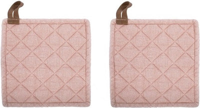 Merkloos sans marque tiseco myrna pannenlappen – katoen – set 2 stuks - 20x20cm – roze