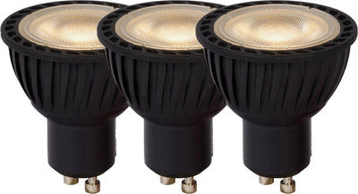 Lucide mr16 - led lamp - ø 5 cm - led dimbaar - gu10 - 3x5w 3000k - zwart - set van 3