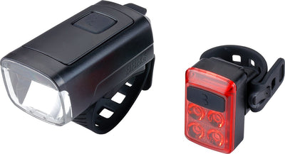 Bbb cycling stud50 combofietslampjes led set wit en rood - fietsverlichting set - usb oplaadbaar - voorlicht 200 lumen achterlicht 50 lumen - bls-231