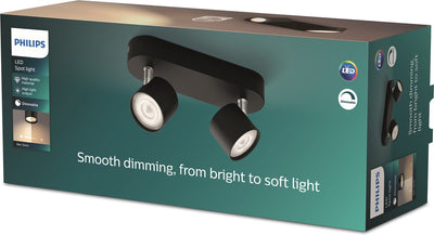 Philips led philips star opbouwspot - 2-lichts - zwart