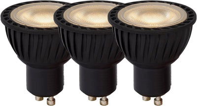 Lucide mr16 - led lamp - ø 5 cm - led dimbaar - gu10 - 3x5w 3000k - zwart - set van 3
