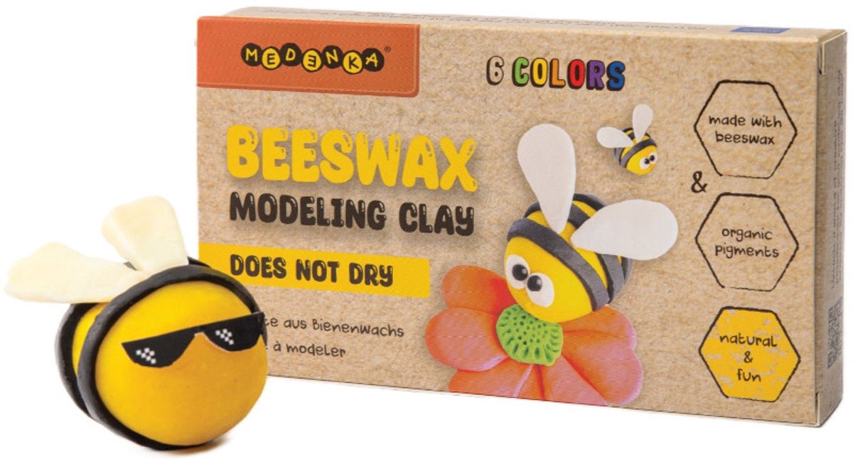 Medenka ® bijenwas modelleerklei – 240g - natuurlijke milieuvriendelijke klei - zachte en herbruikbare speelklei voor creatief spelen - handgemaakt van pure bijenwas