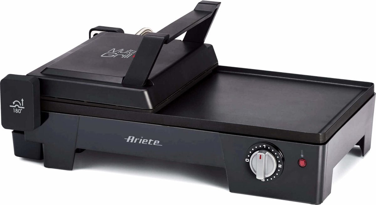 Ariete 1916 10 multigrill 3-in-1 tafelgrill met gladde en geribbelde plaat - contactgrill - barbecue - 2400 watt