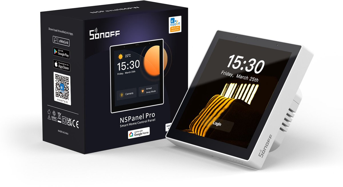 Sonoff wifi bluetooth zigbee matter nspanel pro bedieningspaneel (wit)
