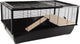 Flamingo hamsterkooi – elsa – caviakooi dwergkonijnenkooi – kooi met platform en loopplank – metaal zwart hout naturel – 77x47x36,5 cm – europese kwaliteit