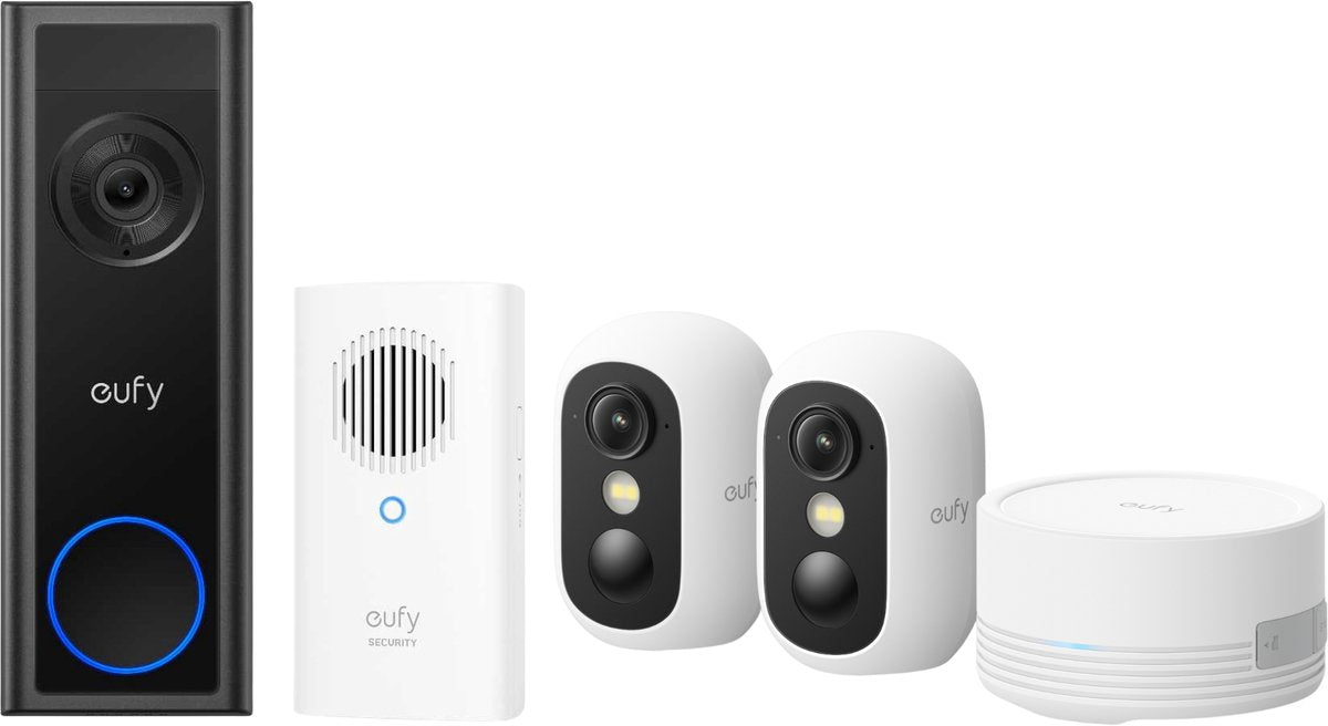 Eufy video deurbel c30 + cam c35 - incl. 2 camera, homebase mini, chime sd kaart – beveiligingsset – voordeelbundel