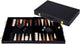Engelhart backgammon 18 inch - bruin ivoor gestikt bord - zwarte koffer met handvat - luxe reiseditie -