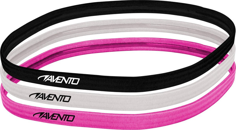 Avento sporthaarband elastiek - 3 stuks - roze zwart wit - antislip