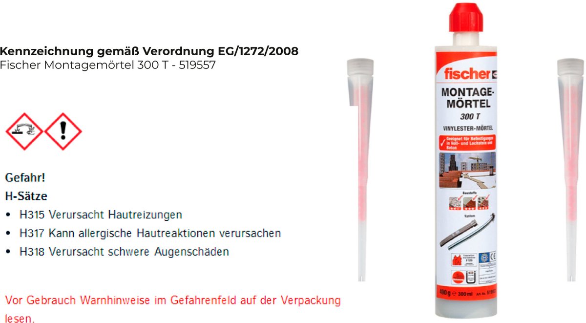 Fischer montagemortel 300 t - 519557
